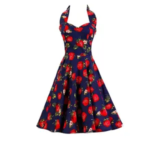Women's 1950s Vintage Cocktail Dress Halter Retro vintage Rockabilly Swing Dress