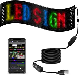 LED Flexible Pixel Screen, RGB Matrix Pixel Panel, Scrolling Bright Advertising LED Sign, Flexible USB 5V LED Car Sign with Bluetooth App Control; Shop Display Sign, DIY Car Sign, Shop Signage Decoration party decorations
