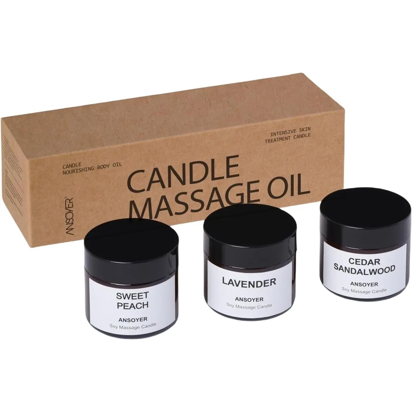 Massage Candle, 1.77OZ, 3 Count, Cedar + Lavender + Peach | Body Oil & Lotion Candle