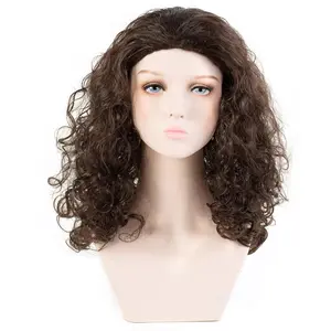 Onedor HairWiz: 20-inch Chocolate Brown Curly Wig - Perfect for Halloween & Cosplay with Included Wig Cap (Kids Size)