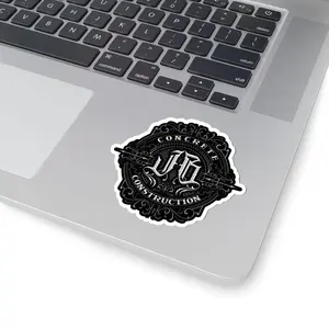 Stylish Kiss-Cut Stickers, Unique Construction Decor, Laptop Sticker, Gift for Builders, Customizable Black Design