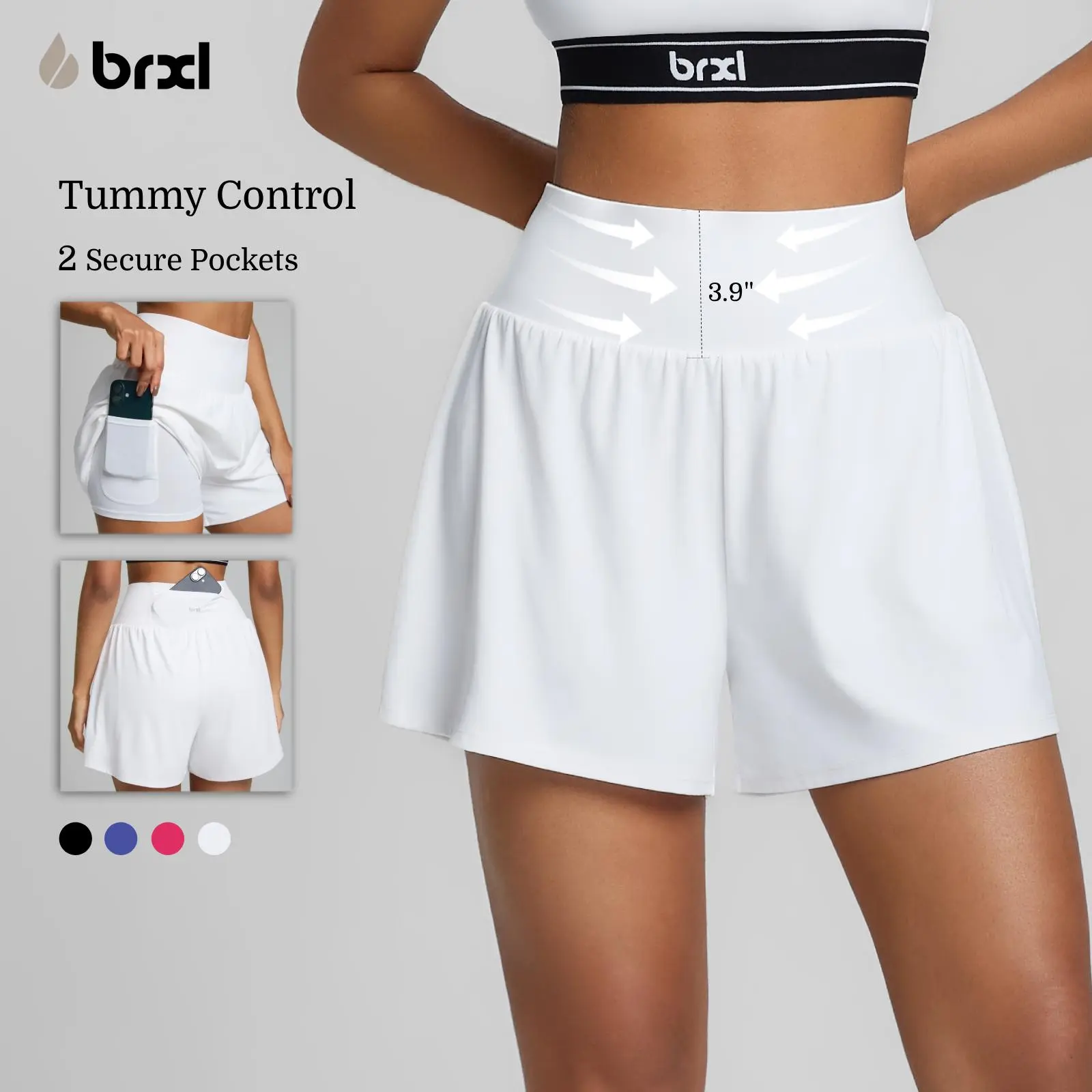 BRXL 【Discount for live】2 in 1 Running Shorts for Women 3.5" High Waisted Tennis Workout Athletic Lounge with Pockets Lightweight Quick Dry-brxl-3,summerwins