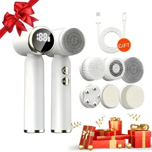 6 In1 Electric Facial Cleansing Brush with LCD Display Screen, 1Set Silicone Face Massager, Facial Beauty Instrument for Women & Men