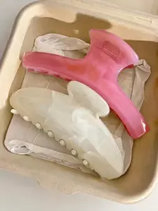 2PCS New Jelly Powder Hair Clip, Simple Girl's Hair Accessory, High-End Style Fish Tail Clip, Suitable For Daily Outing, Casual, Party, Commute, Beach Holiday