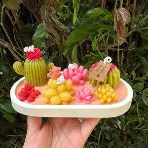 Vela Decorativa Artesanal de Cactus y suculentas Regalo Elegante y Aromático