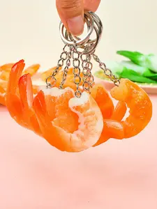 Quirky Simulated Shrimp Keychain - 1/20pcs Novelty Prawn Tail Charm for Bags & Accessories - Christmas Day Gift Idea