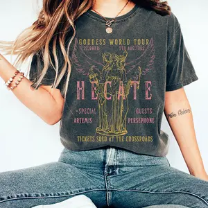 Comfort Colors Goddess Hecate T-Shirt, Distressed Greek Mythology Band Tee, Triple Goddess Graphic Shirt, Vintage Mythical Apparel, Spiritual Aesthetic Top