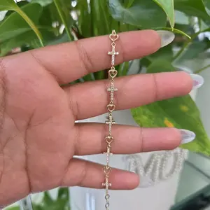 Pulcera de cruces y corazones 14kt