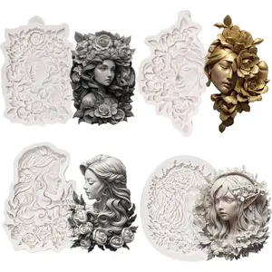 (Four- set) Flower girl portrait , DIY  mold, cake  mold wedding cake decoration tool soft cake mold