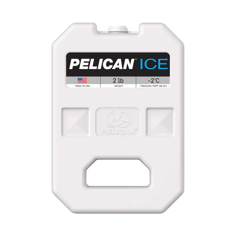Pelican 2 lb Middle Size Traditional Reusable Ice Pack - Fast Freezing, Flat Profile Hugs Cooler Interiors, UV-Protective Shell, BPA-Free, FDA-Approved, Lifetime Durability for Camping, Hiking, Cooling to Keep Food and Drinks Colder