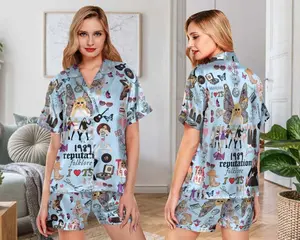 Swifty Pajamas Set, T.S Eras Tour Pajamas Set, Button-Up Top and Matching Pants Unisex