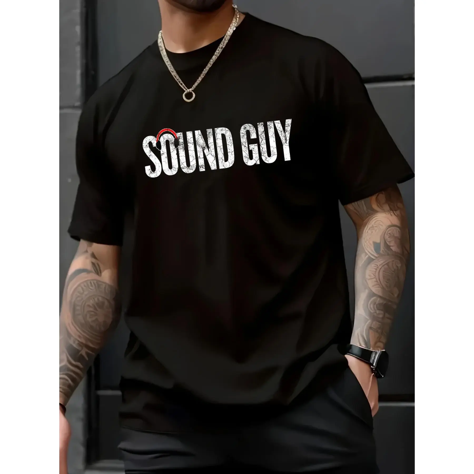 Men's 100% Cotton Shortsleeve Loose Fitting T-Shirt, Unisex Sound Guy Audio Engineer Top - Round Neck, Casual, Avoid Ironing Prints, Cold Wash Compatible, Pair with Jeans, Father’s Day Gift