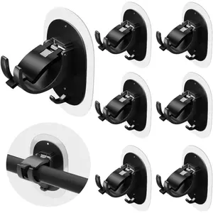 6 count No Drill Curtain Rod Brackets No Drilling Curtain Rod Holder Self Adhesive Curtain Rod Hooks  Free Adjustable Curtain Rod Holders Curtain Hangers for Bathroom Living Room Kitchen