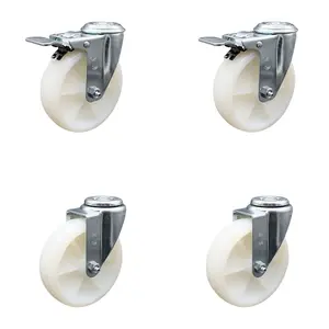 Service Caster SCC-SSBHTTL20S514-NYS-2-S-2 Stainless Steel Nylon Swivel Bolt Hole Caster with 5 x 1.25 in. White Wheels - Set of 4