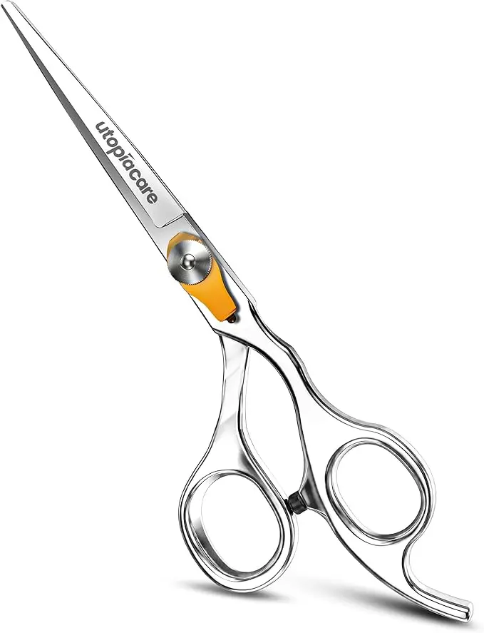 Utopia Care 6.5-Inch Professional Stainless Steel Hair Cutting Scissors - Ergonomic Easy-Grip Adjustable Shears with Smooth Friction-Free Cut for Adults, Works on Thin or Thick Curly Hair, Home/Salon Barber Haircare Supplies