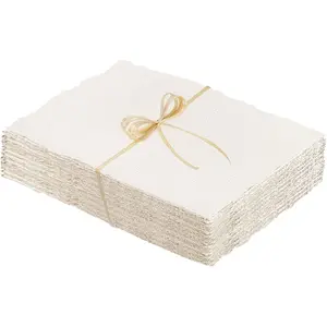 50 Sheets Cotton Watercolor Paper, 5 x 7 inches, 300 GSM, Deckled Edge, Ivory White, Ideal for Watercolor Painting, Acrylic Painting, Sketching, Crafts, Wedding Invitations