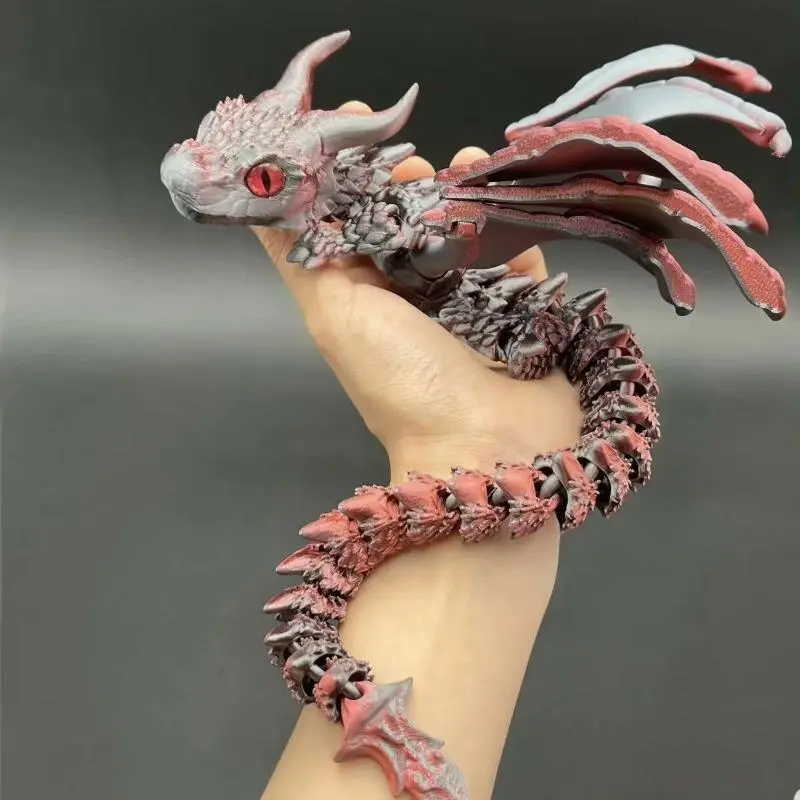 3D Printed Double-Horned Winged Dragon Figurine, Flexible Fully Articulated Multi-Joint Movable Model with Iridescent Gradient Finish, Room Decor, Household Items Decor, Sports & Outdoor Protective Gear Styling Accessory 3D Printed Double-Horned Winged Dragon Figurine, Flexible Fully Articulated Multi-Joint Movable Model with Iridescent Gradient Finish, Room Decor, Household Items Decor, Sports & Outdoor Protective Gear Styling Accessory