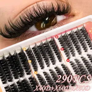 290pcs Mixed Lash Cluster Set, D Curl & Dense Texture, Reusable Beginner-Friendly, Perfect for Daily Wear, Dates, Parties, Travel Essentials