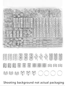 Cecillia Wig 220pcs Hair Accessories, Loc Jewelry for Braids, Women's Hair Jewelry, Metal Hair Ring Cuff for Dreadlocks, Boho Style, Geometric Patterns, Metal Rings