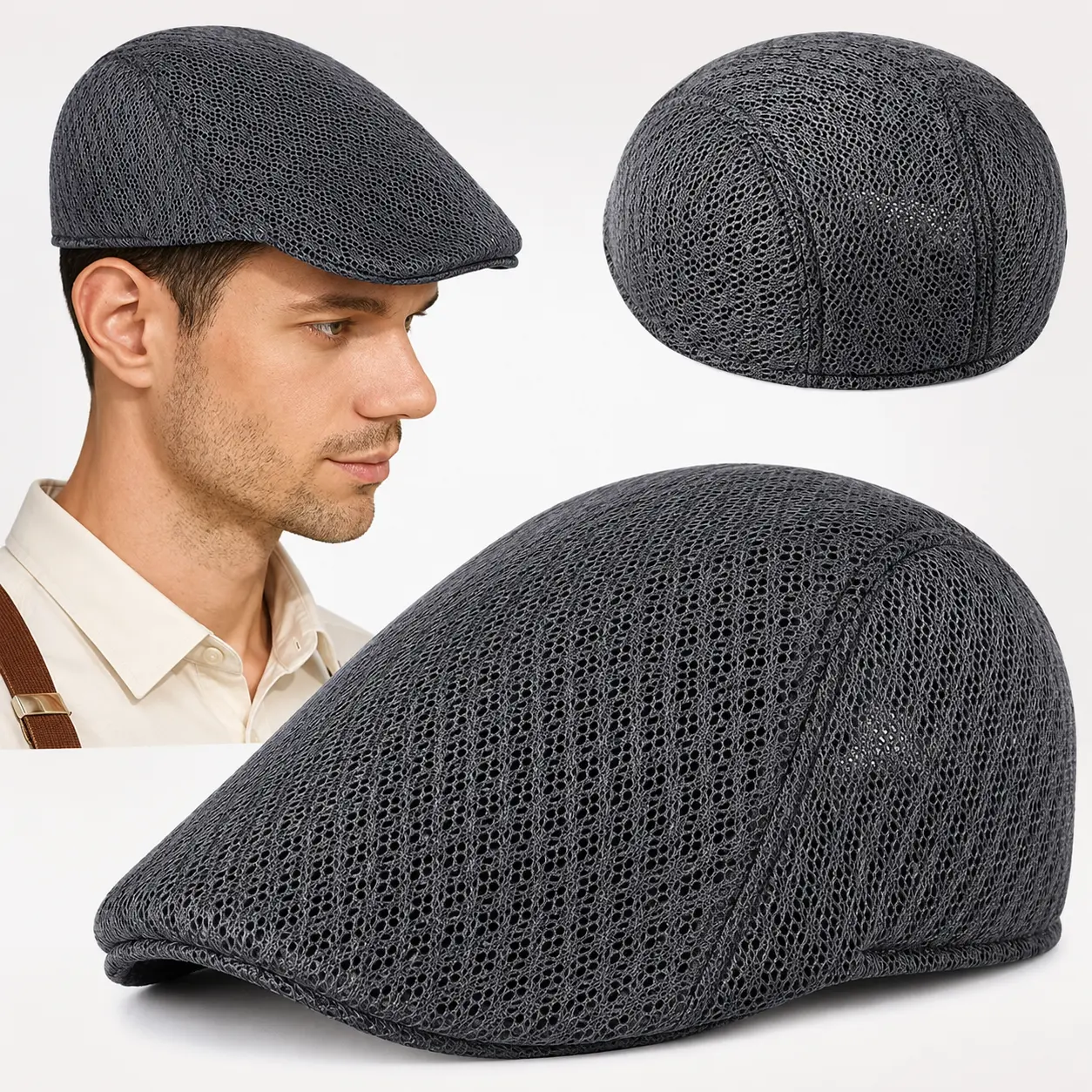 Summer Breathable Berets Men Soft Cotton and linen Hat Windproof Street  Beret Hat Retro England Hats Peaked Painter Caps