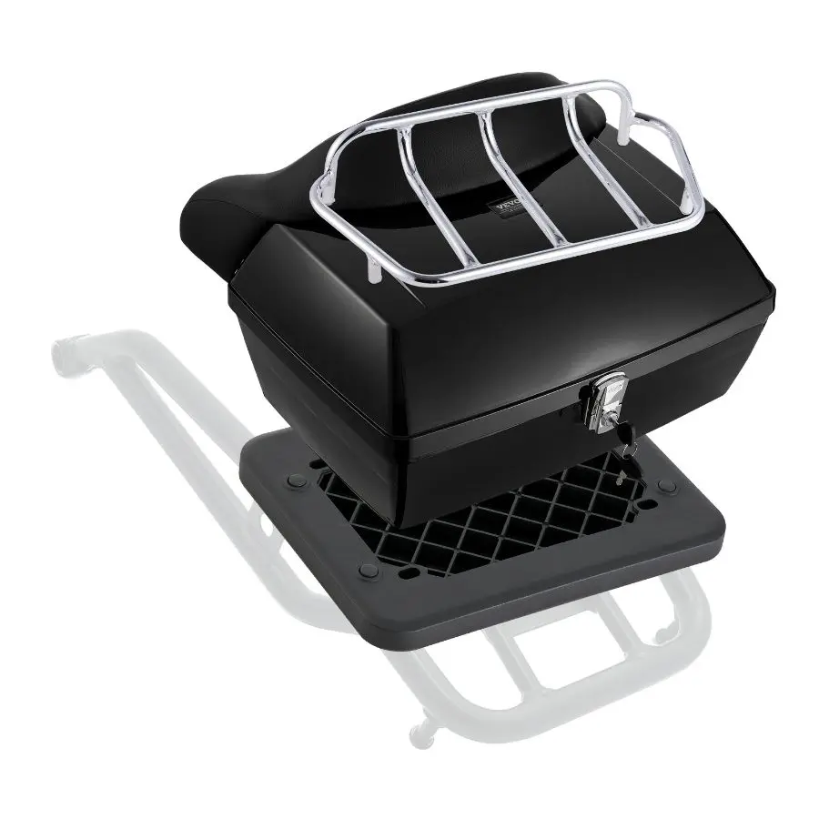 【Summerfinds】 48L Universal PP Plastic Motorcycle Top Case, Durable Waterproof Storage Detachable Box with Reflective Panel, Multi-Hole Base, Universal Fit for 99% of Motorcycle Framesdealsforyoudays