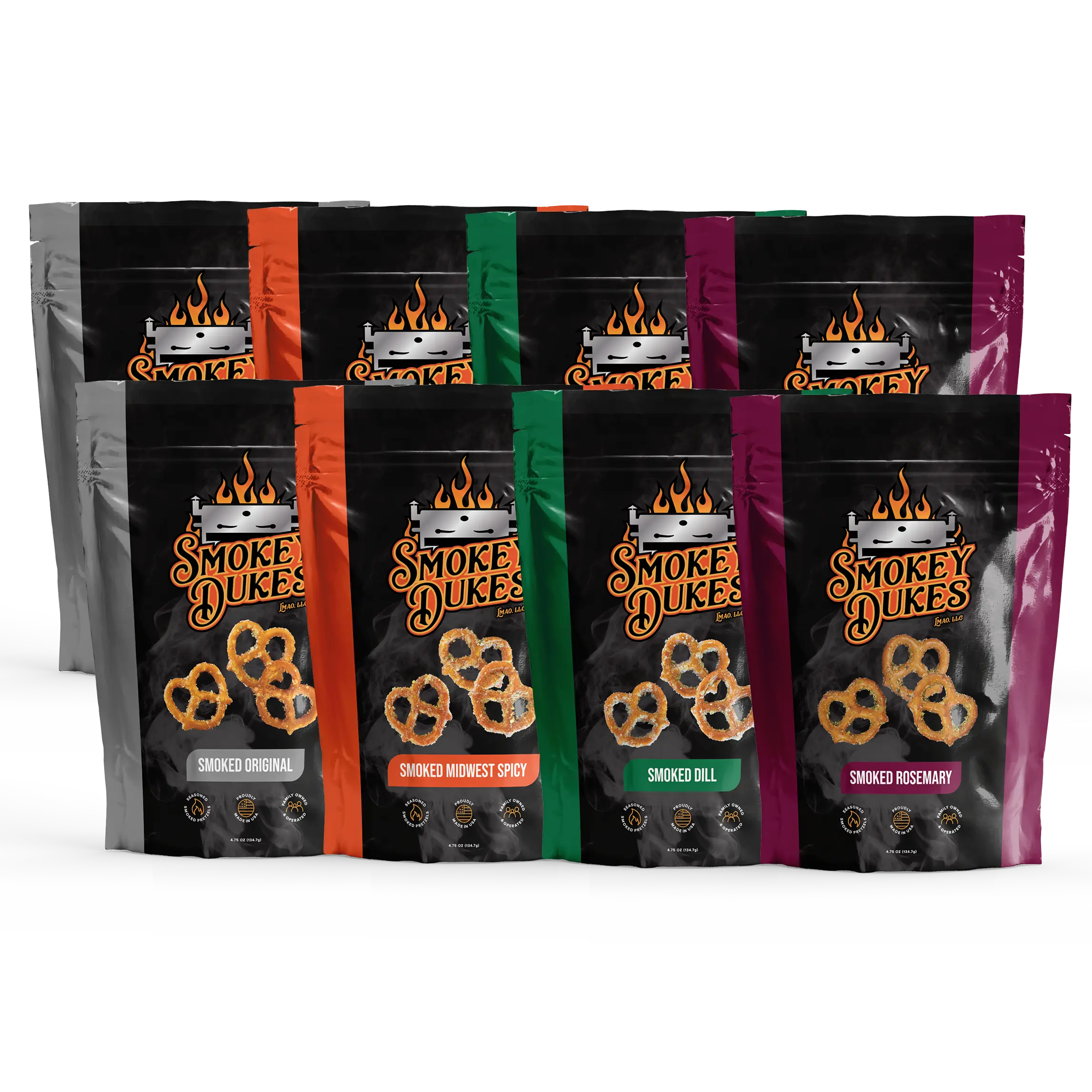 Variety 8-Pack Smoked Seasoned Pretzels