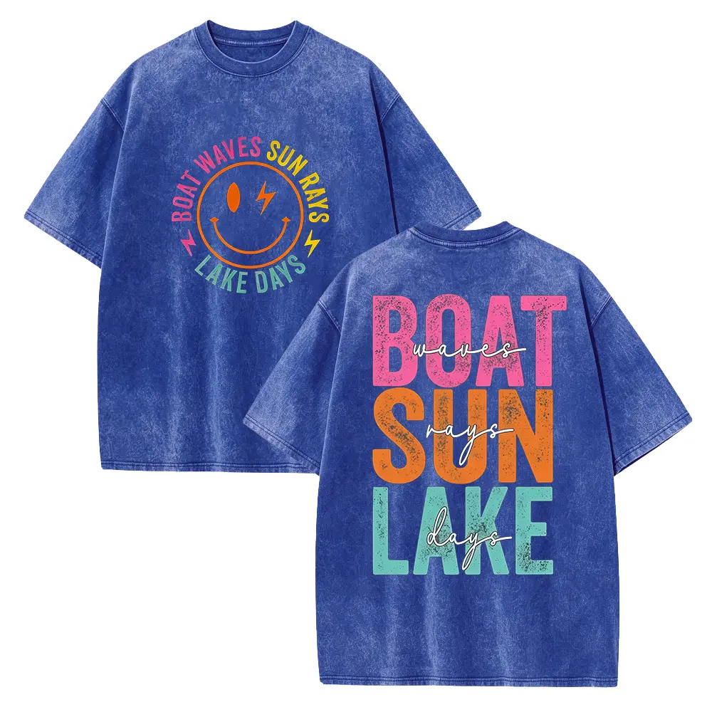 Summer Vibes T-shirt,Front-back Summer Shirt, Boat waves Sun Rays Lake Days T-shirt, Trendy Summer Shirt Gift,Lake Day Shirt