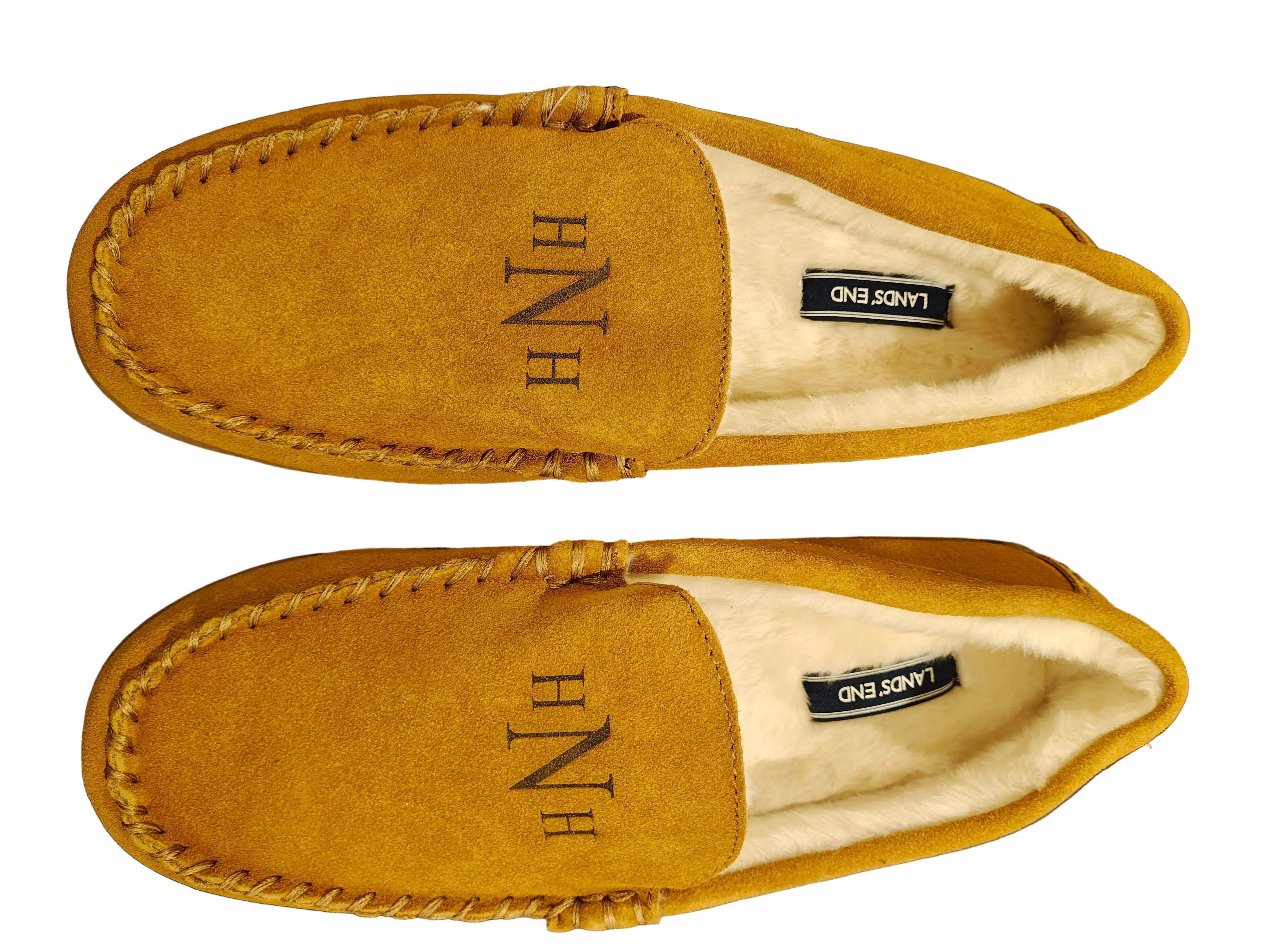 Men's Suede Moccasin Slippers - Slip On with Faux Fur Liner, Foam Cushioning, Indoor Outdoor TPR Sole, Monogrammed Gift for Him, Perfect Gift For Him, Round Toe, Rubber