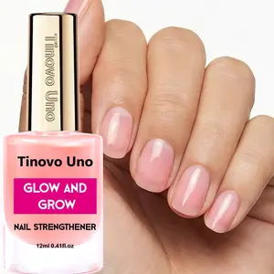 Tinovo Uno Glow and Grow Nail Hardener, Natural Healthy Pink, Fast Natural Air Drying, Nail Strengthener, Protect soft, Brittle and Thin Nails, Nail Care Oil, Nail Growth Oil, Nail Top Coat Gel, Non-Toxic Formula, High Glossy Shine