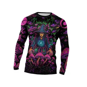 Kids' Rash Guard Set, 2-Piece Polyester Compression Top and Leggings with Sublimated Print for MMA BJJ Fitness