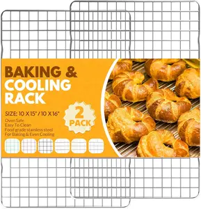2 PCS Cooling Racks for Cooking and Baking, 15x10 Inches Stainless Steel Cooling Rack, Sheet Pan with Wire Rack for Baking Sheet, Bacon Rack Oven Safe Fits Jelly Roll Sheet Pan