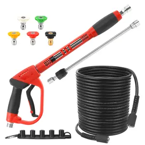 High Pressure Car Wash Wand and Hose Kit, 50 FT Power Washer Hose, Replacement Wand Extension, 5 Nozzle Tips, M22-14 Fitting, 3600 PSI Car Detailing Products fathersdaygift