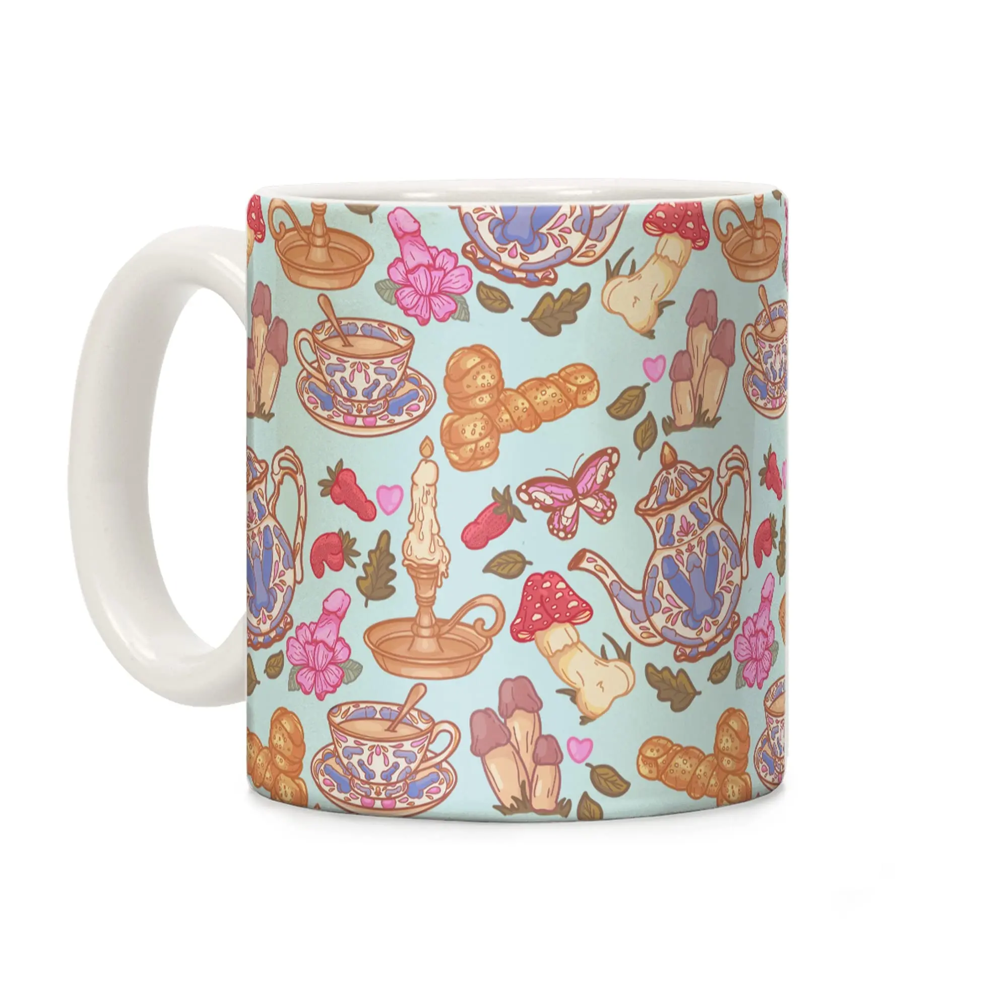 LookHUMAN Cottagecore Penis Coffee Mushroom Mug LookHUMAN Cottagecore Penis Coffee Mushroom Mug