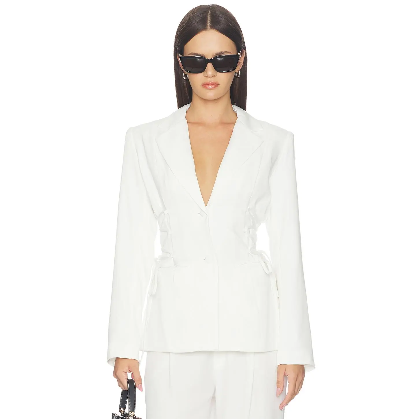 superdown Jennifer Lace Up Blazer in Ivory