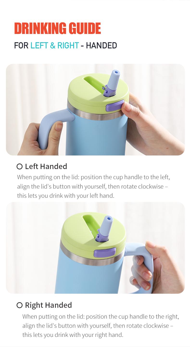 40 oz Stainless Steel Tumbler with Insulated Vacuum Cup - Flip Straw Mug with Leak-Proof Lid, Handle. One-Click Drinking Water Bottle, Car-Friendly for All Day Hot & Cold, 2026 NewYear Gifts