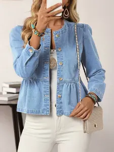 Women's Casual Spring/Autumn Button Front Denim Jacket