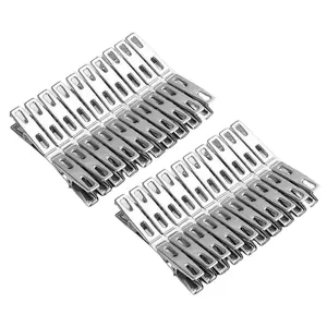 40Pcs Stainless Steel Clothes Clips Metal Laundry Pegs Strong Spring Towel Sock Clothespins Food Sealing Photos Hanger