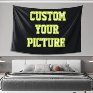USBELFFF Custom Photo Tapestry Banner Personalized Wall Hanging 100% Polyester Woven DIY Decorative Bedroom Decoration Items for Weddings Anniversaries Size tapestry