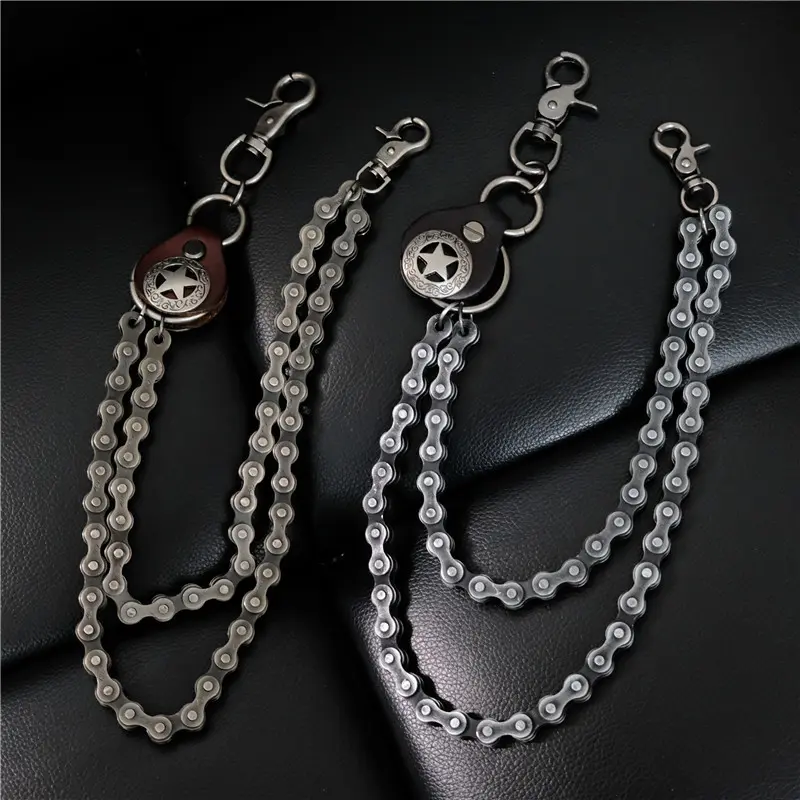 Western Punk Biker Wallet Chain Premium High Quality Heavy Duty Jean Chain For Men with Star Charm and Secure Clasp