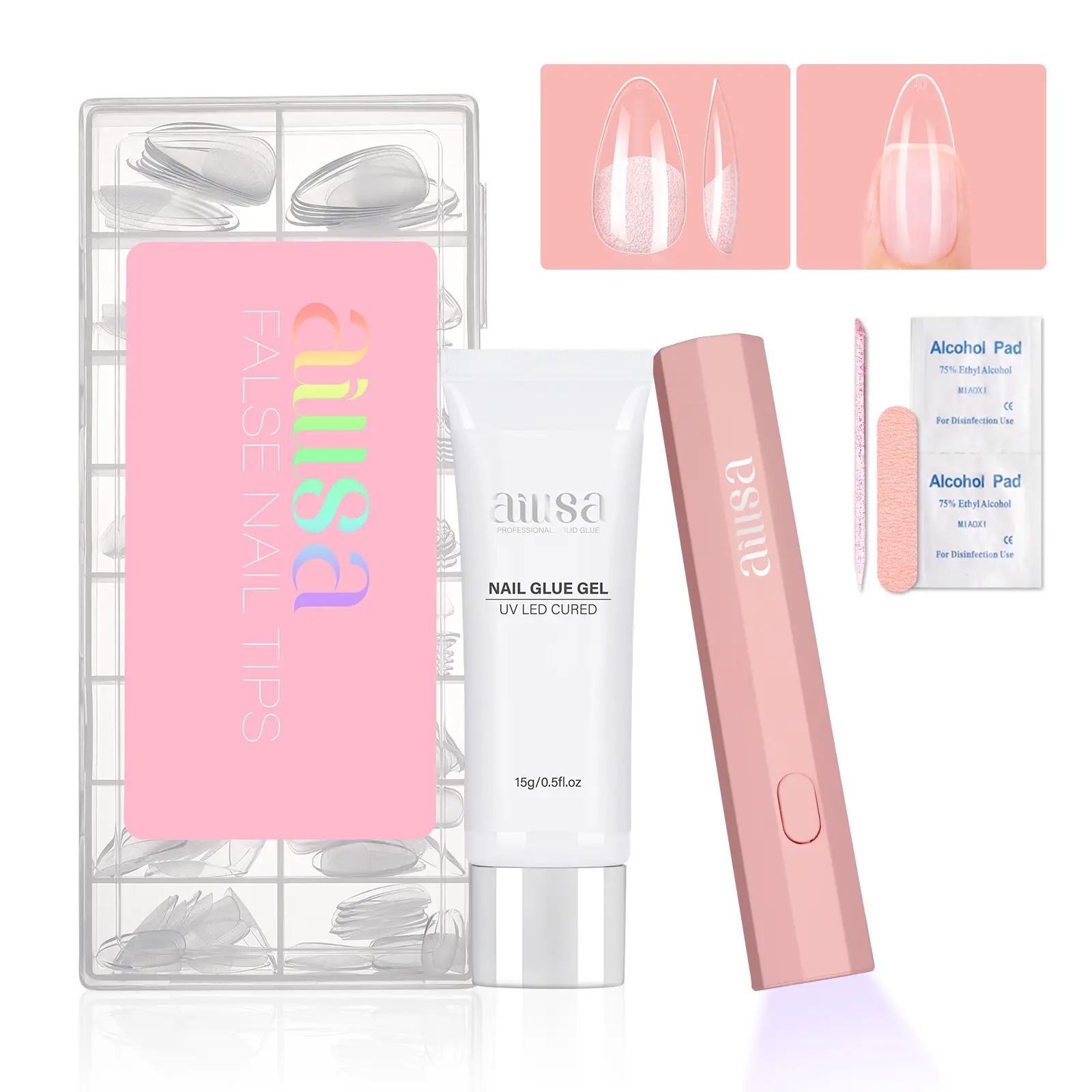 Matte Grip Fit-M Almond-120pcs (Pink UV Light)