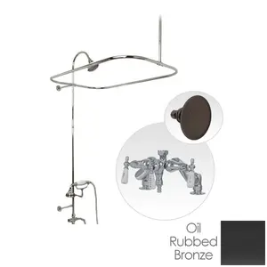 60 Inch Oil Rubbed Bronze Deck Mount Clawfoot Tub Shower Enclosure with Downspout Faucet and Watering Can Shower Head