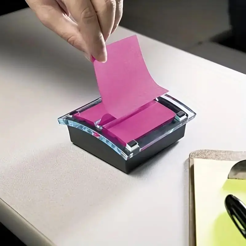 Sticky Note Holder without Sticky Note, 1 Count Clear Acrylic Card Desk Organizer Sticky Note Dispenser for Home Office School, Office Desktop Accessories, Office Supplies