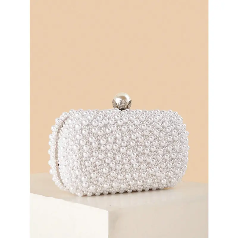 Pochette Da Sera CUIKCA Con Strass – Colori Argento E Champagne, Chiusura Kiss Lock, Per Matrimonio E Cerimonie - Foto 3