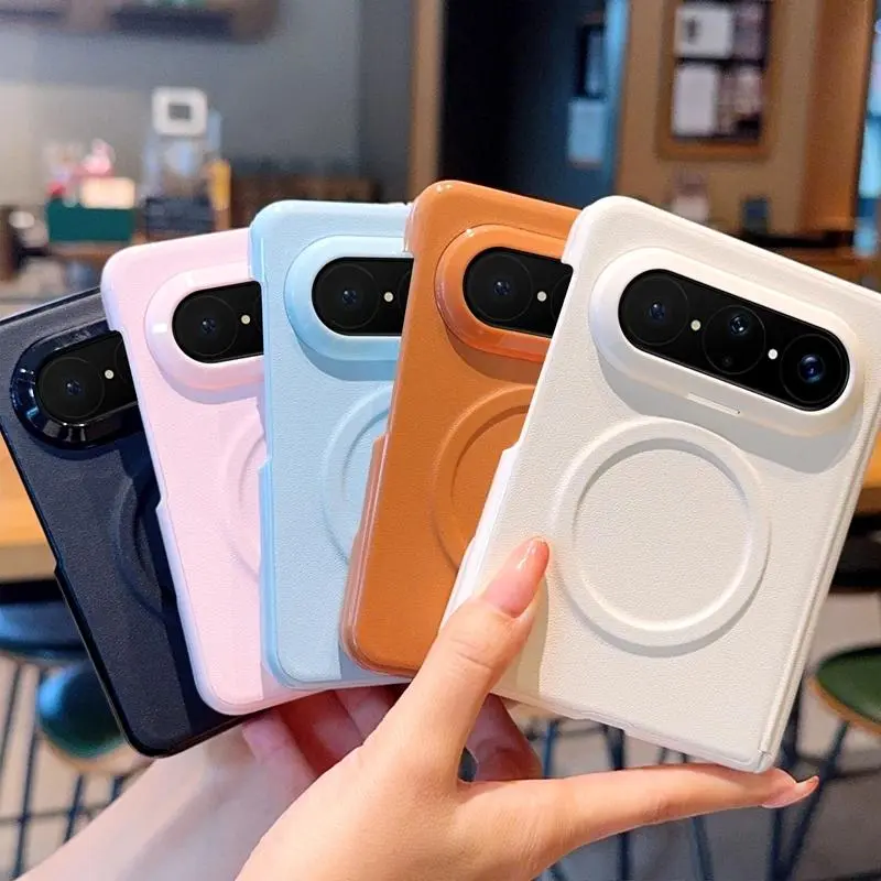For Huawei Pura X Max electroplated solid color faux leather magnetic texture anti-fingerprint shockproof phone case