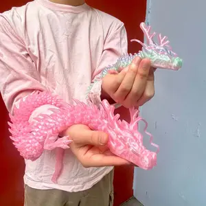 3D Printed Chinese Dragon Statue, Decorative Figurines, Decorative Figures, Unique Desktop Decoration and Collection, Perfect Office Desk Pet for Animal Collectors, 90cm, 60cm, 30cm, Gift