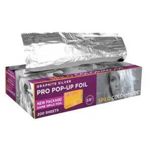Spilo Graphite Silver Pro Pop-Up Hair Foil - 8" x 10" - 200ct, Bulk Pack