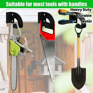 3-Piece Heavy Duty Metal Chainsaw Wall Mount, Tool-Free Mounting and Locking Mechanism - Garage Storage Rack with Lower Bracket, Space-Saving Vertical Storage for Garage, Workshop or - Gasoline/Chainsaw Compatible