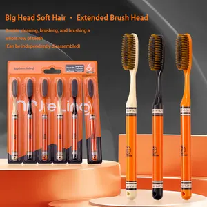 6 packs [Innovative Long-Head Toothbrush] Efficient cleaning Clean the long-Head Toothbrush with a curved brush head, thus saving the time and energy of lazy home toothbrushes.