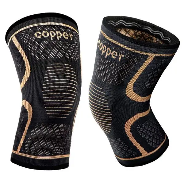 UGEM Copper 2-Pack Sports Knee Brace - Breathable 3D Knitting Compression Sleeves with Patellar Belt for Meniscus Tear, Running Pain Relief Support, Christmas Gift for Family Friends