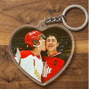 Rozanov & Hollander Retro Heart Key Chain Set, Heated Rivalry Inspired Hockey Romance Folding Stand, Cute Couple Merch Key Chain